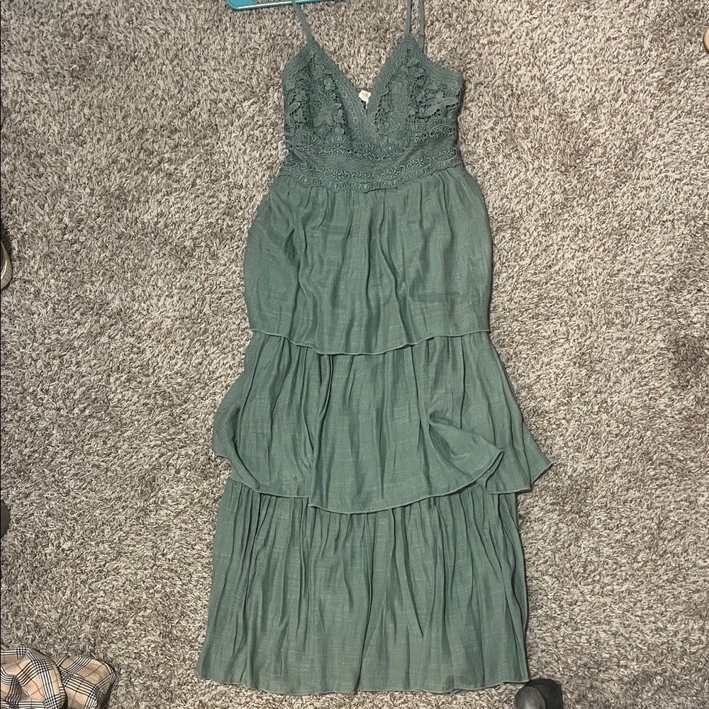 Rebellion Teal Tiered Maxi Dress